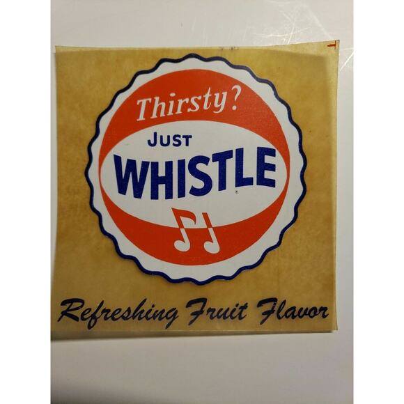 Vintage 2 Whistle Soda Pop Decal Sticker New Old Stock 1950's Sticker (STSKU16) - Picture 1 of 2
